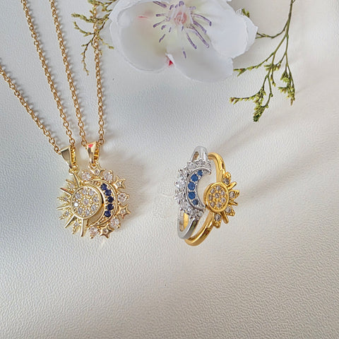 Image of Juego Sol y Luna Collar + Anillo
