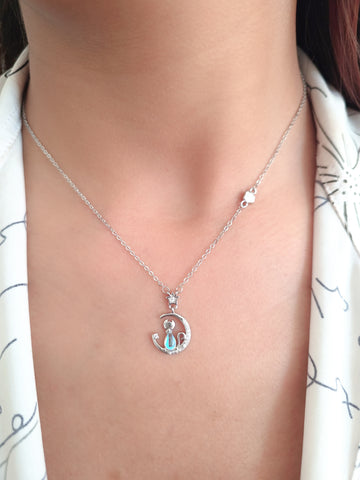 Image of Set Gato en la Luna y Estrellas - Collar, Pulsera y Aretes S925