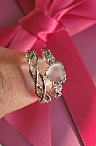 Image of Anillos de Promesa Alma Rosa – Cuarzo Rosa e Infinito