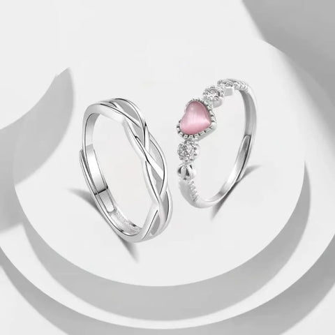 Image of Anillos de Promesa Alma Rosa – Cuarzo Rosa e Infinito