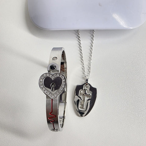 Image of Set de Collar y Pulsera de Pareja con Llave Única