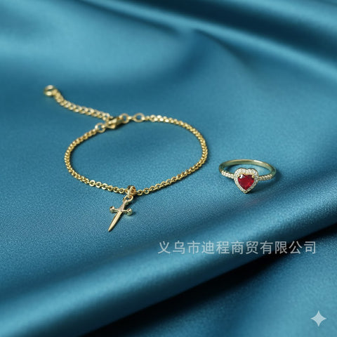 Image of Juego pulsera y anillo daga