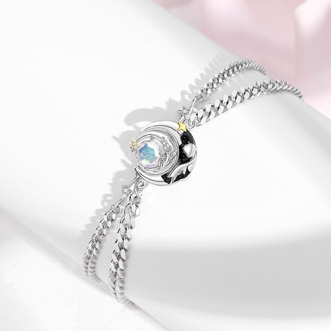 Image of Pulsera de pareja doble luna