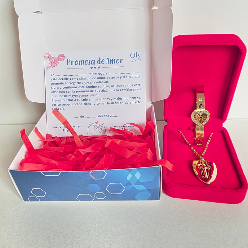 Set de Collar y Pulsera de Pareja con Llave Única