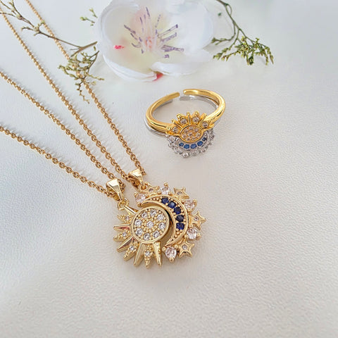 Image of Juego Sol y Luna Collar + Anillo