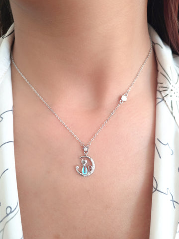 Image of Set Gato en la Luna y Estrellas - Collar, Pulsera y Aretes S925