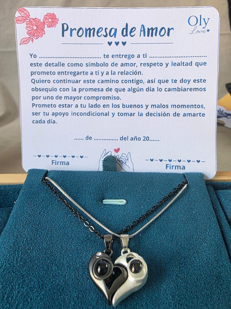 Collar de Pareja “Te Amo en 100 Idiomas” con Proyección Mágica
