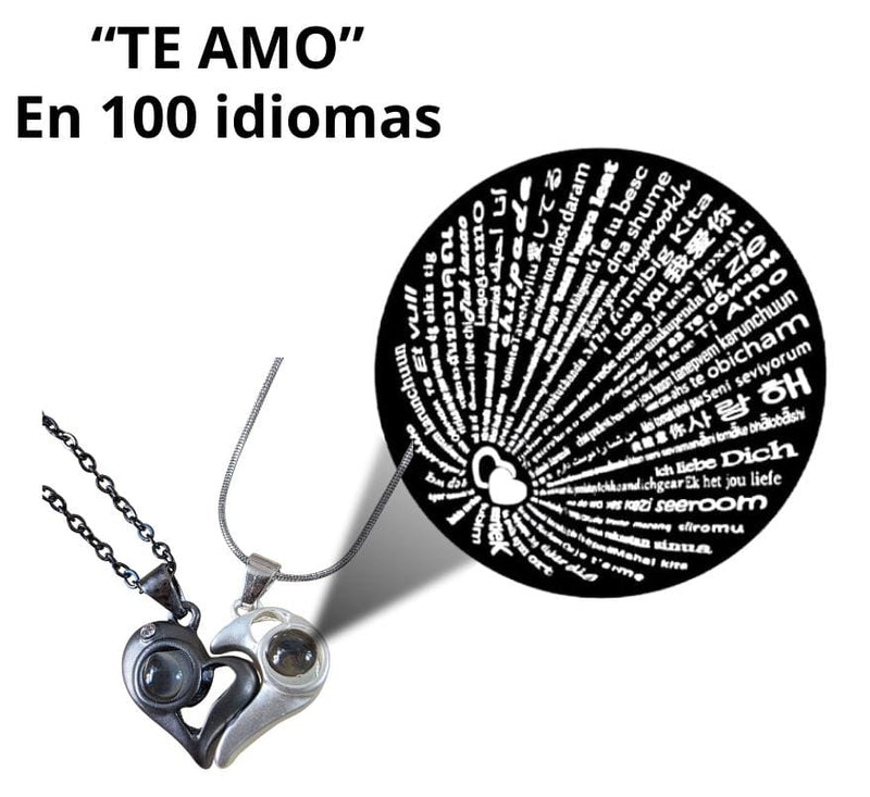 Collar de Pareja “Te Amo en 100 Idiomas” con Proyección Mágica