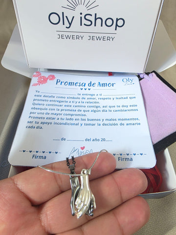 Image of Collar de Pareja Manos Magnéticas con Acta de Promesa y Set de Regalo