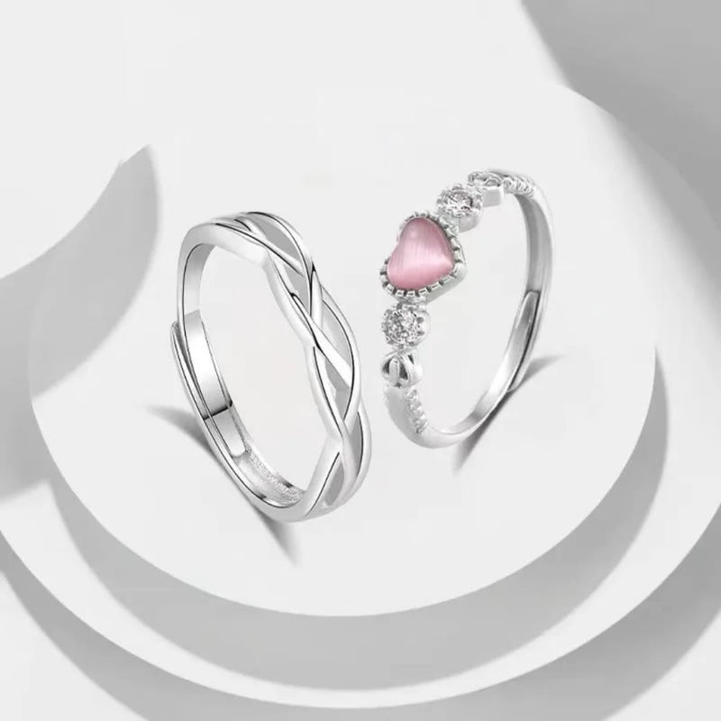 Anillos de Promesa Alma Rosa – Cuarzo Rosa e Infinito