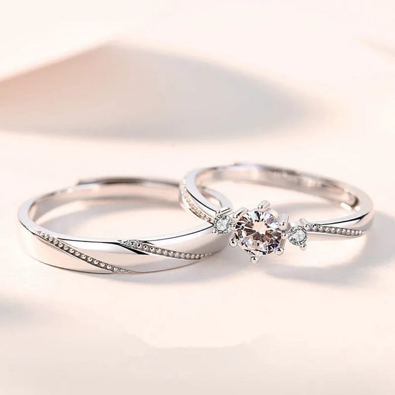 Anillos de Promesa Pasado, Presente y Futuro – Set de Pareja