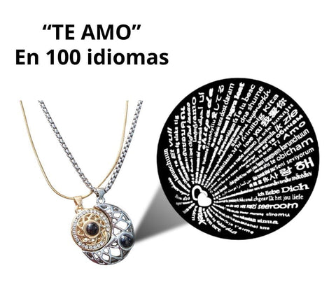 Image of Collar de Pareja Sol y Luna Magnético con Proyección Te Amo en 100 Idiomas