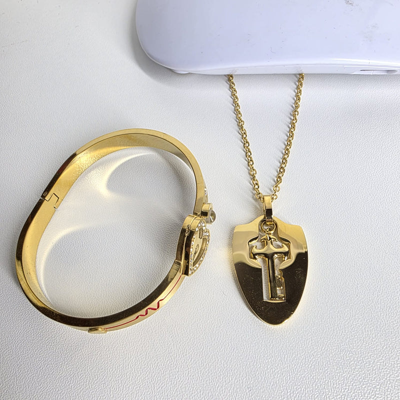 Set de Collar y Pulsera de Pareja con Llave Única