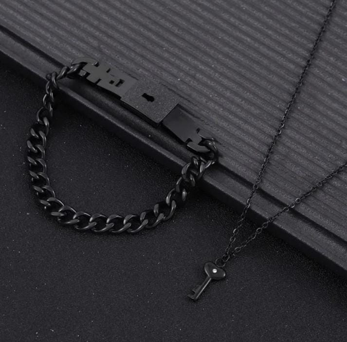 Set de Collar y Pulsera de Pareja con Llave del amor