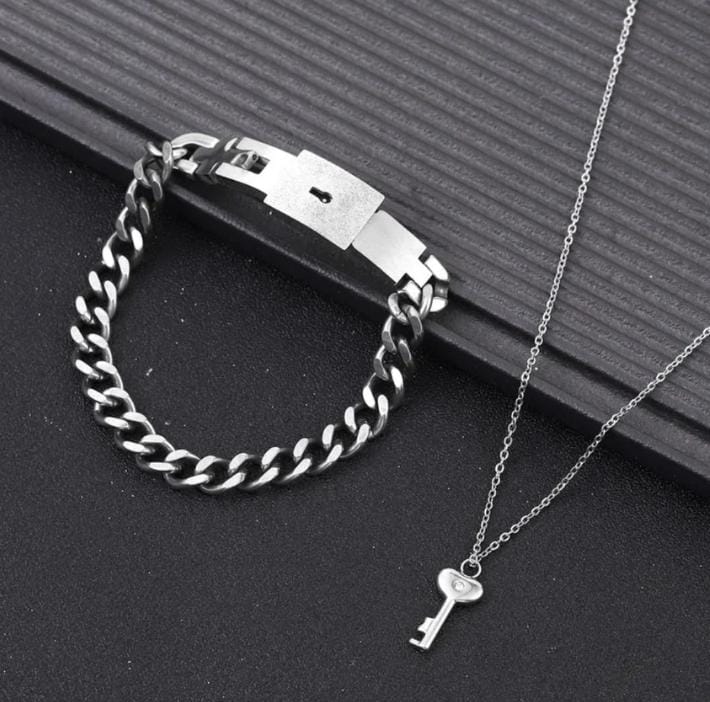 Set de Collar y Pulsera de Pareja con Llave del amor