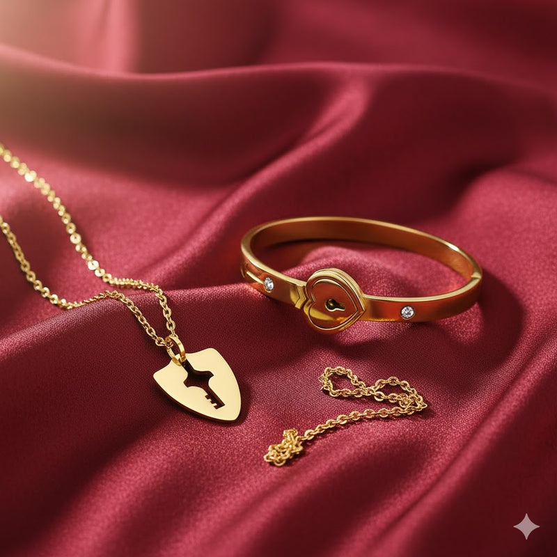Set de collar y pulsera de pareja con llave