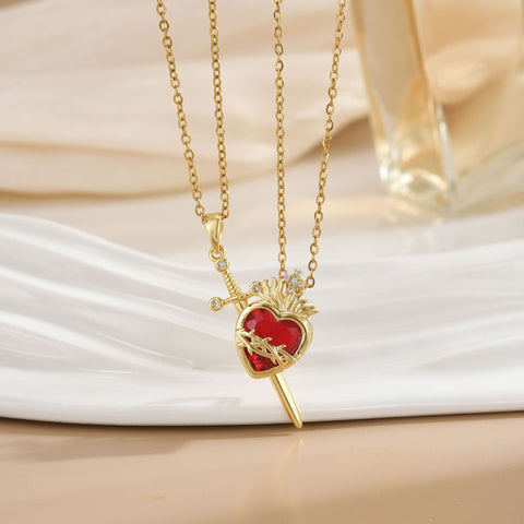 Image of COLLAR DE PAREJA ESCUDO Y CORAZON